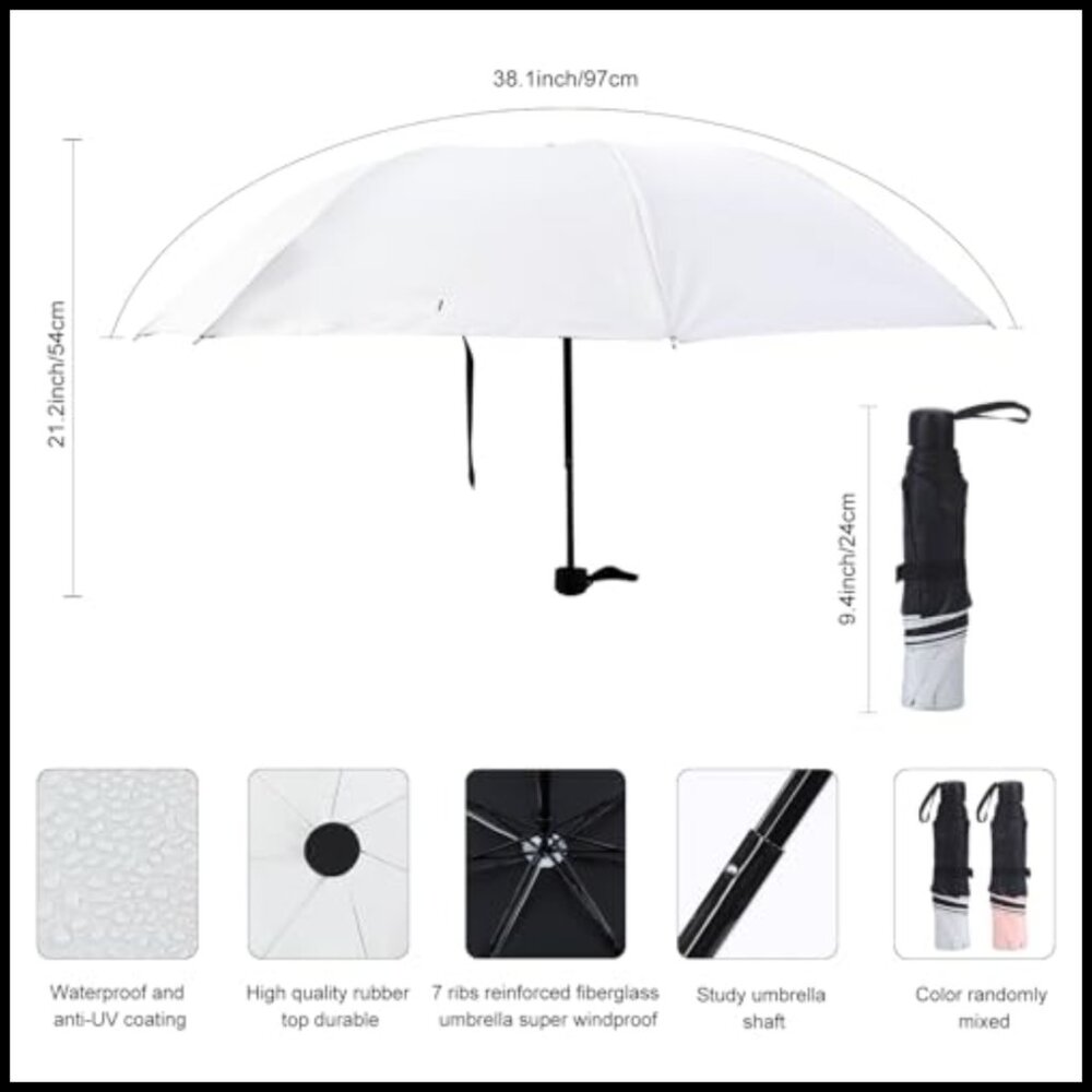 Windproof Folding Umbrella Set Portable Travel Uv… - image 2